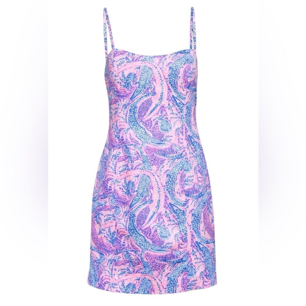 Lily Pulitzer Pink Alligator And Pineapple Spaghetti Strap Mini Dress Size 2